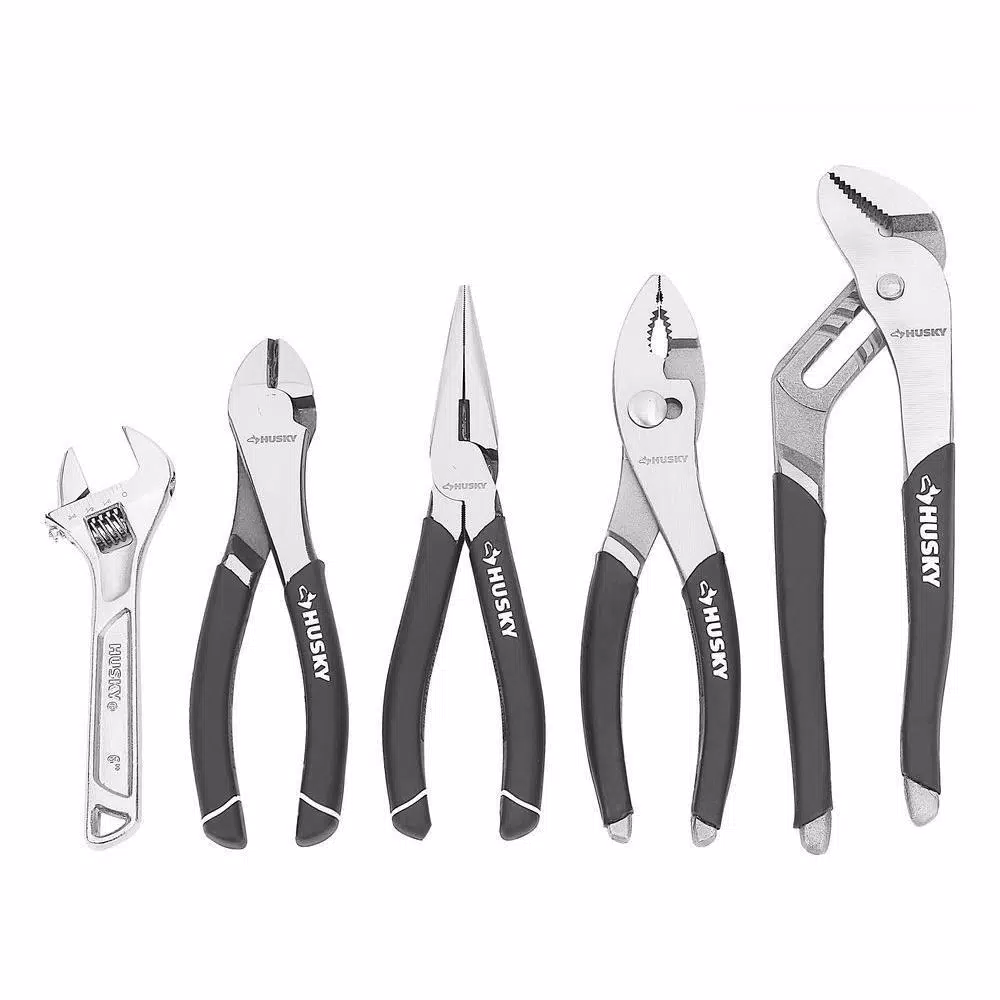 Promo ๐ Husky 7 In. Diagonal Pliers, 8 In. Nose Pliers, 8 In. Slip Joint Pliers, 10 In. Groove Joint Pliers ๐
