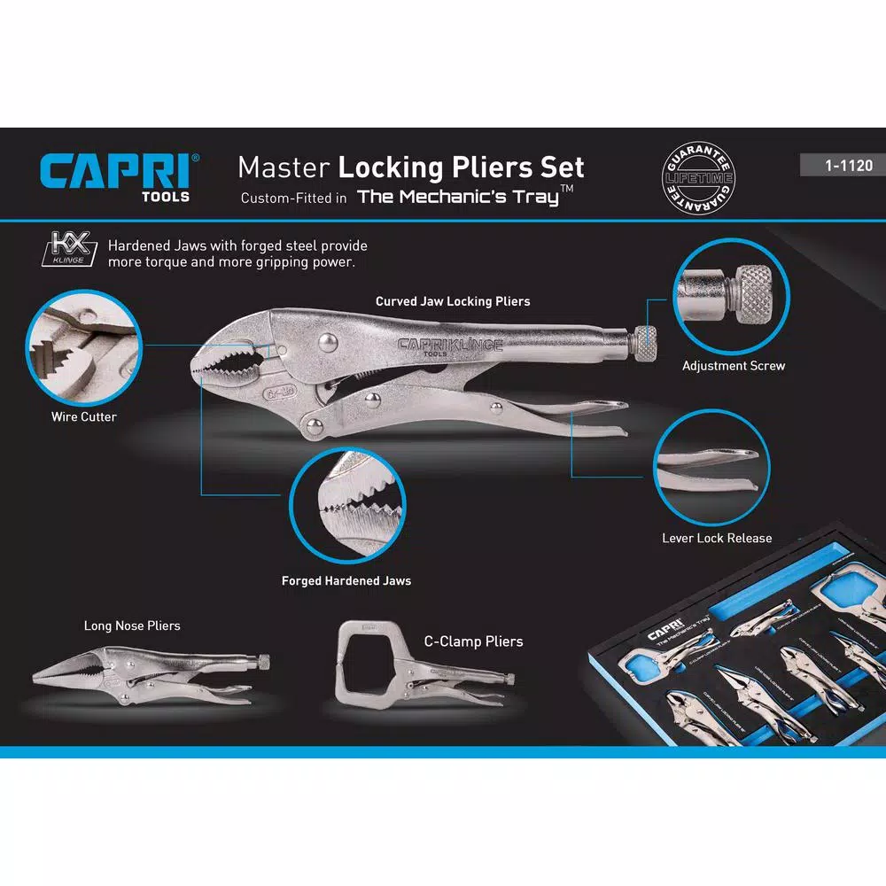 Best Pirce ❤️ Capri Tools Klinge Locking Pliers Set With The Mechanic’s Tray (7-Piece) 🌟 - Image 2