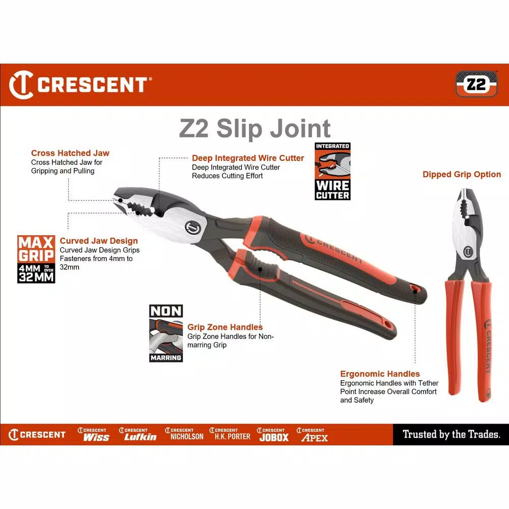Promo β Crescent 6 In. Z2 Dipped Handle Slip Joint Pliers π - Image 3