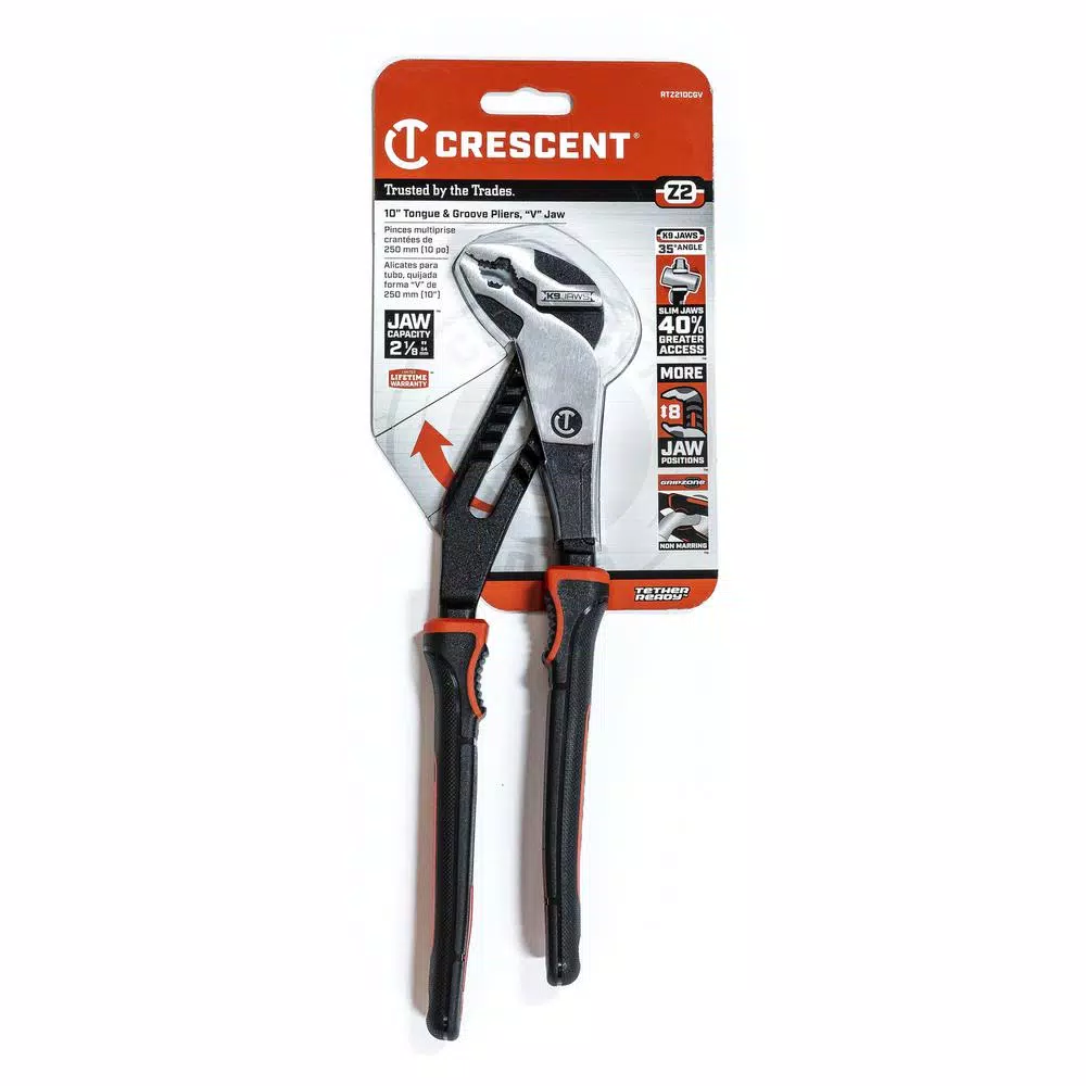 Best Pirce π Crescent 10 In. Z2 K9 V-Jaw Dual Material Tongue And Groove Pliers π - Image 2