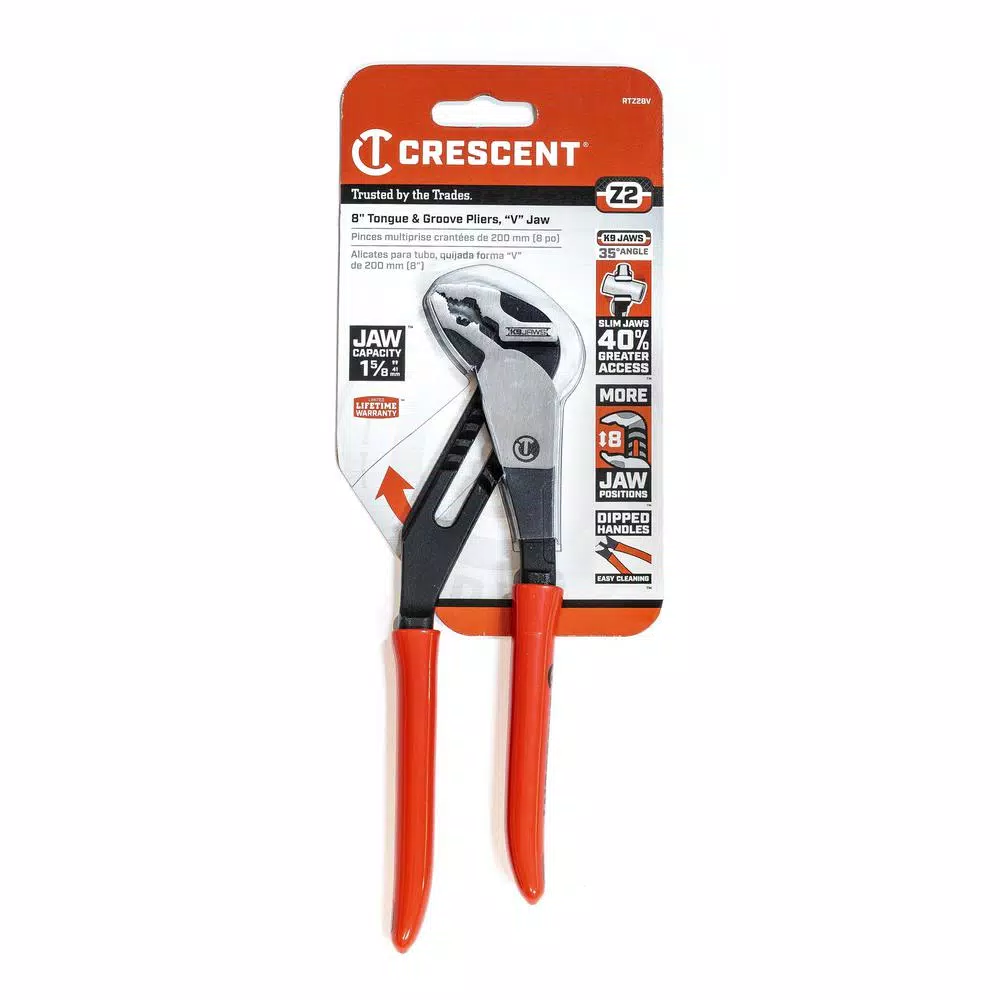 Best Sale π₯ Crescent 8 In. Z2 K9 V-Jaw Dipped Handle Tongue And Groove Pliers π - Image 2