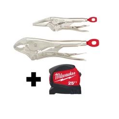 Brand new โจ Milwaukee Torque Lock Locking Pliers Set (2-Piece) With 25 Ft. X 1.2 In. Compact Wide Blade Tape Measure With 12 Ft. Standout โญ