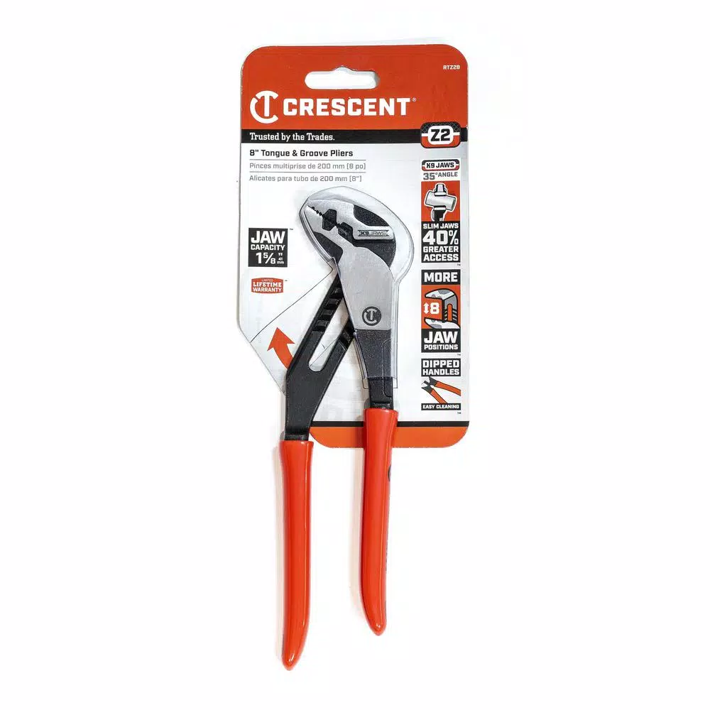 Budget β Crescent 8 In. Z2 K9 Straight Jaw Dipped Handle Tongue And Groove Pliers β - Image 2