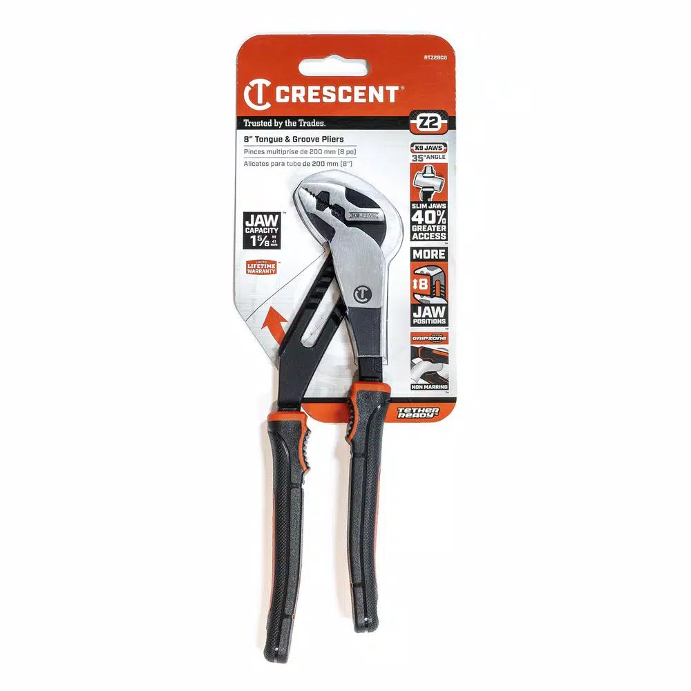 Outlet π Crescent 8 In. Z2 K9 Straight Jaw Dual Material Tongue And Groove Pliers π - Image 2